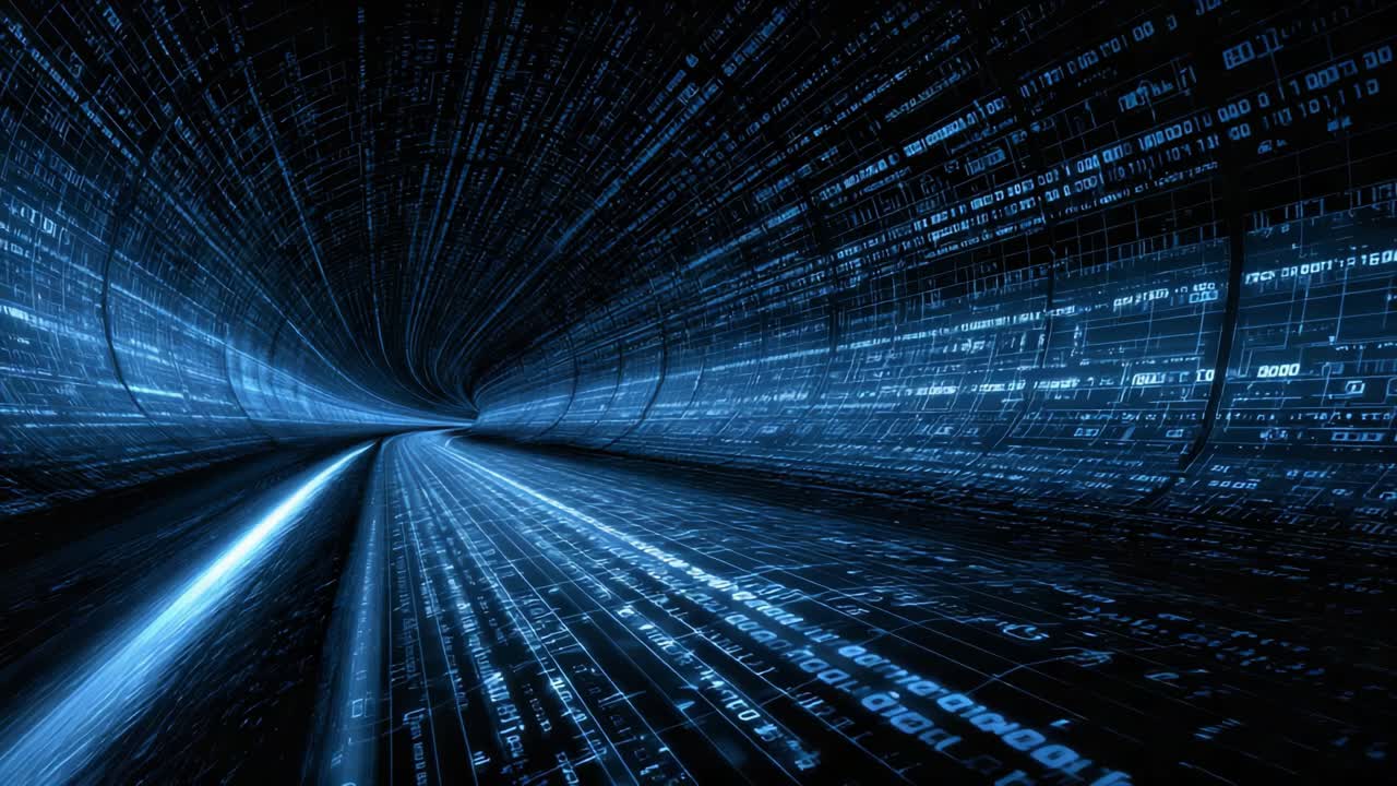 A High-Speed Journey Through a Digital Tunnel: A Glimpse into the Expansive World of Data Flow and Information Exchange at Lightning Speed