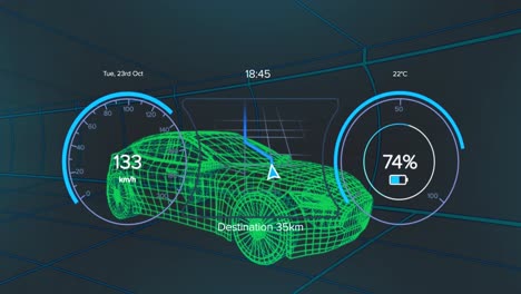 Animation-of-car-interface-over-digital-car-model-on-black-background