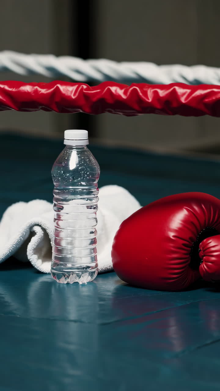 Boxing Ring with Water Bottle and Gloves