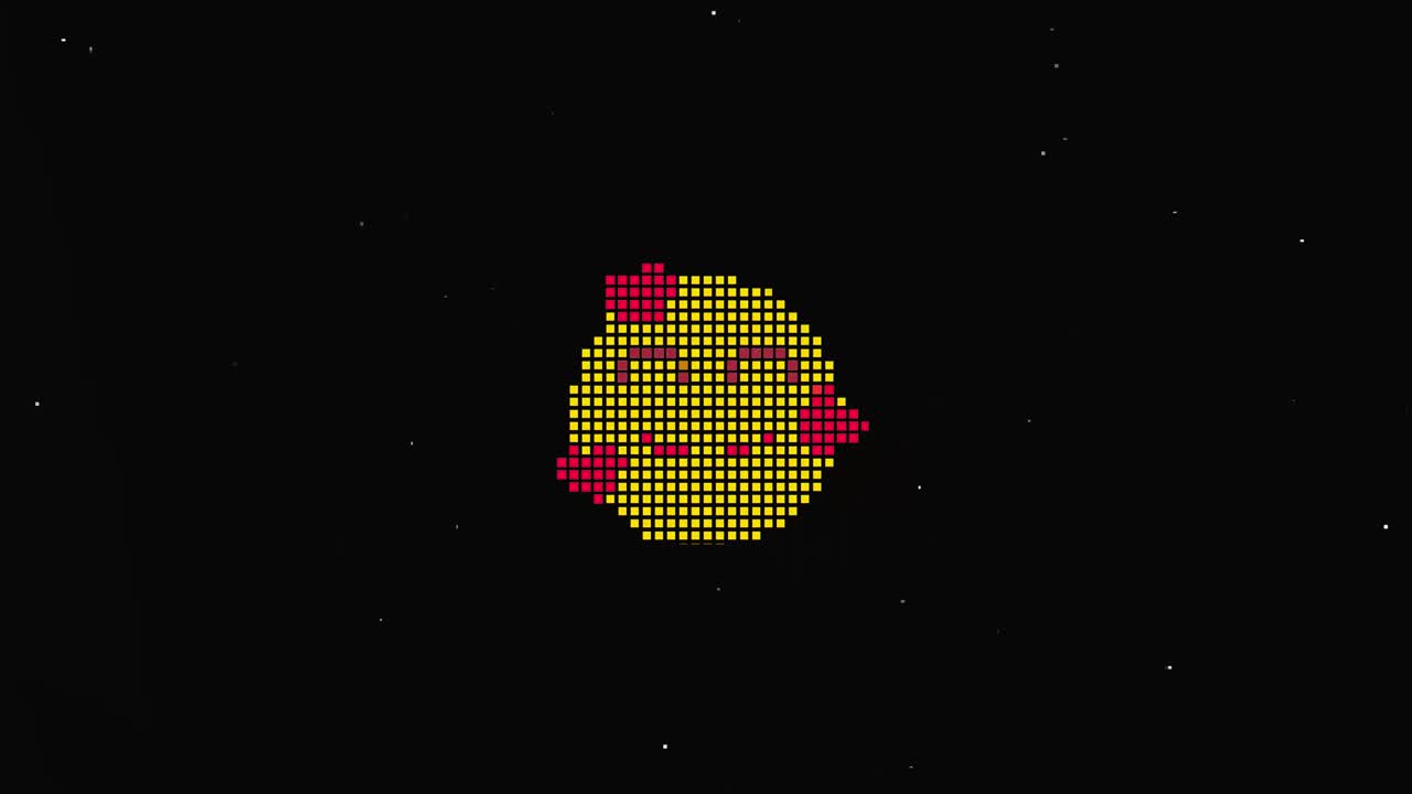 pixel smile hud símbolo holográfico en pantalla de televisión digital vieja animación de glitch de bucle sin costuras. corazones. retro dinámico y alegre. imágenes de video coloridas y vintage.