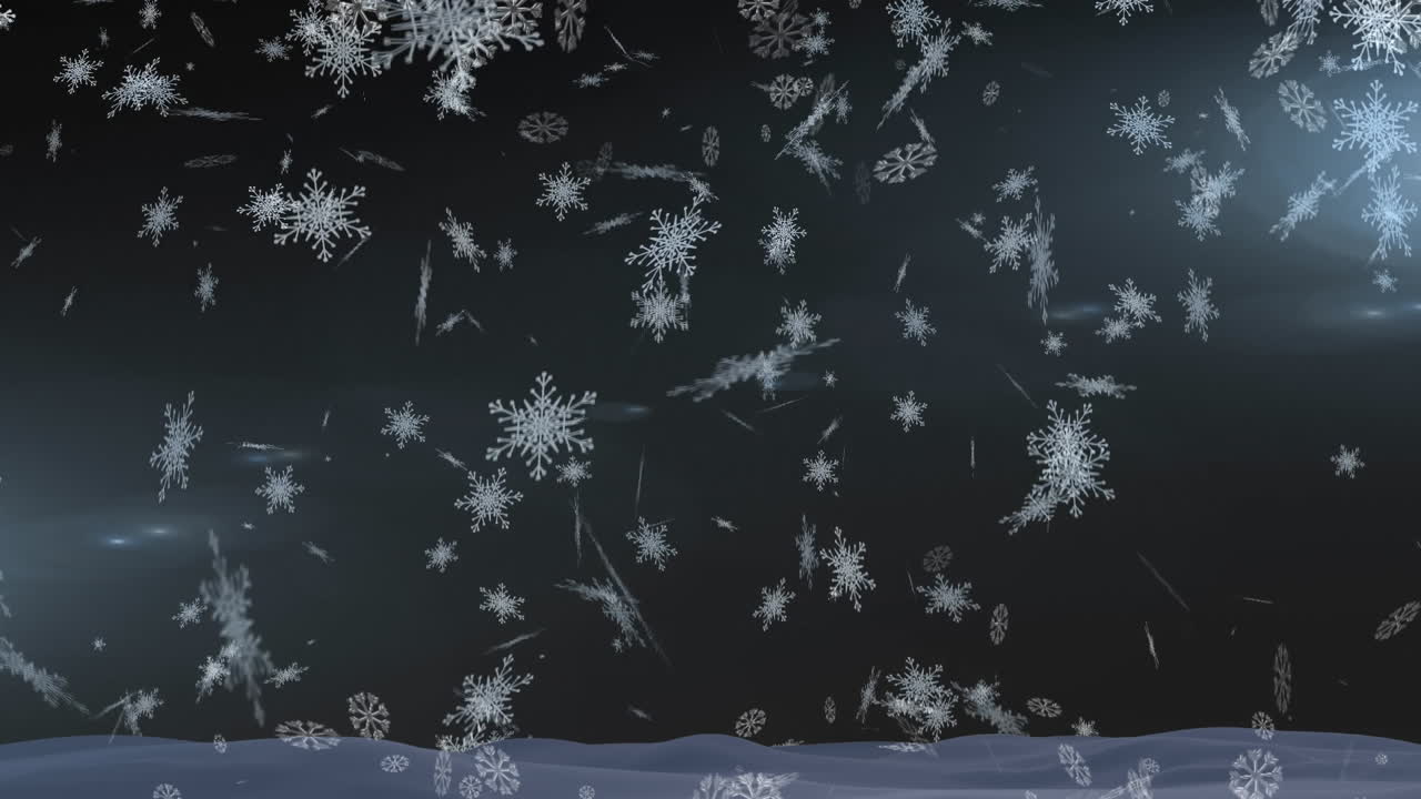 animación de nieve cayendo sobre un fondo oscuro