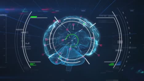 animation of scope scanning and data processing over digital brain