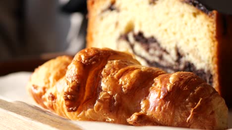 croissant and chocolate cake