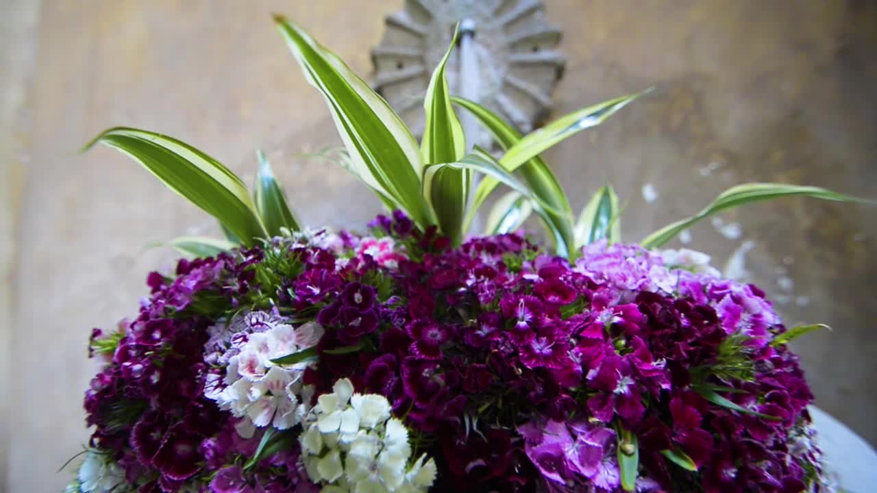 Floral Bouquet with Purple and White Flowers