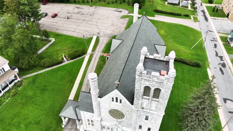 vermont, usa. white brick relief masonry at church