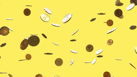 animación de bucle con monedas de punto dorado que caen