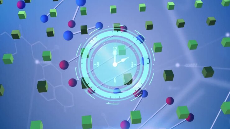 Animation of clock over science data processing