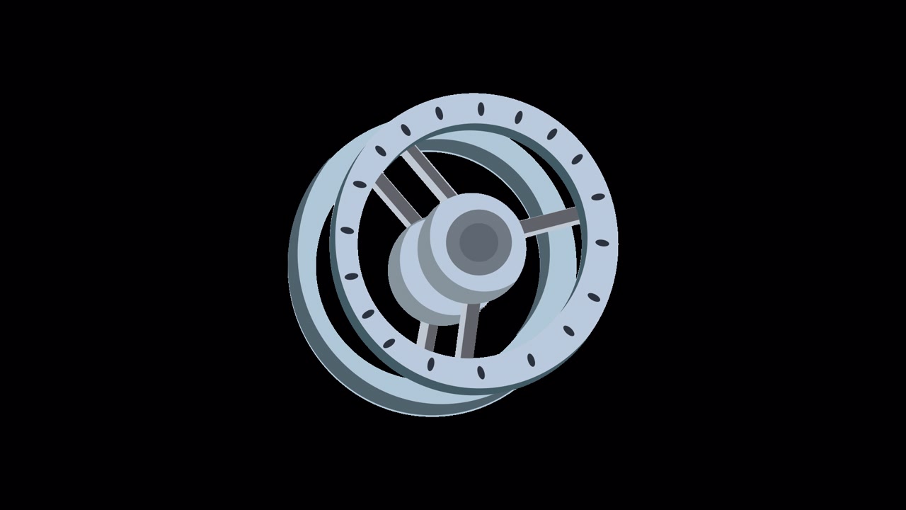 Animated Space Station Ring Structure Rotating on Black Background