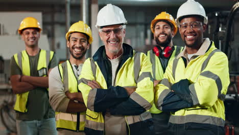 team of construction workers in safety gear