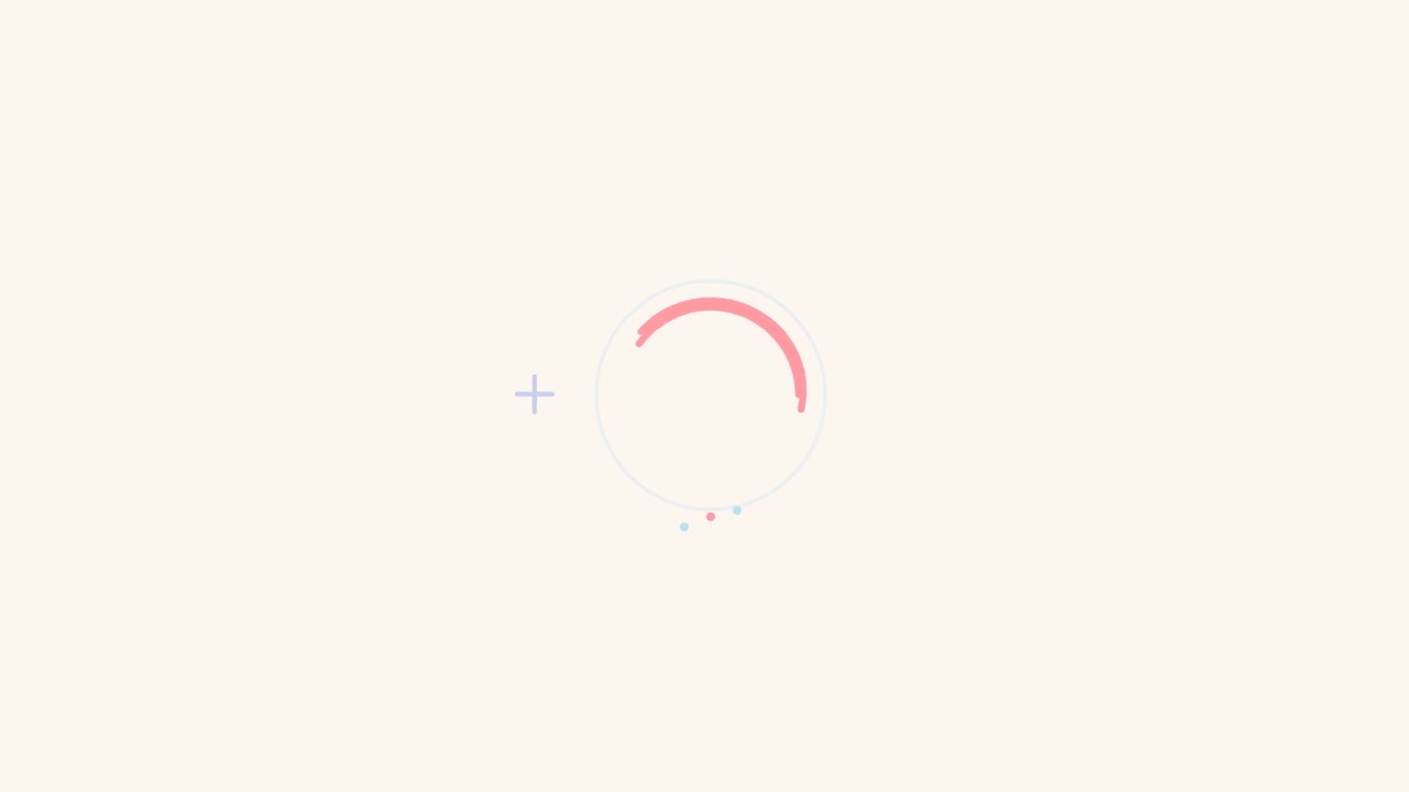 Animazione minimalista di caricamento con elementi geometrici rotanti