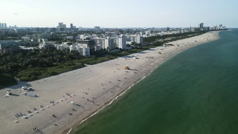 aerial high angle of miami south beach with ocean drive