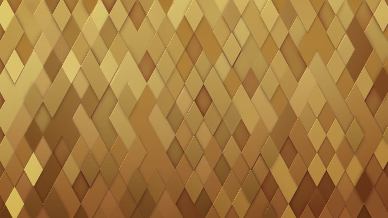 Abstract geometric rhombus pattern with lines. Gold flashing triangles and rhombuses. Loop animation background.