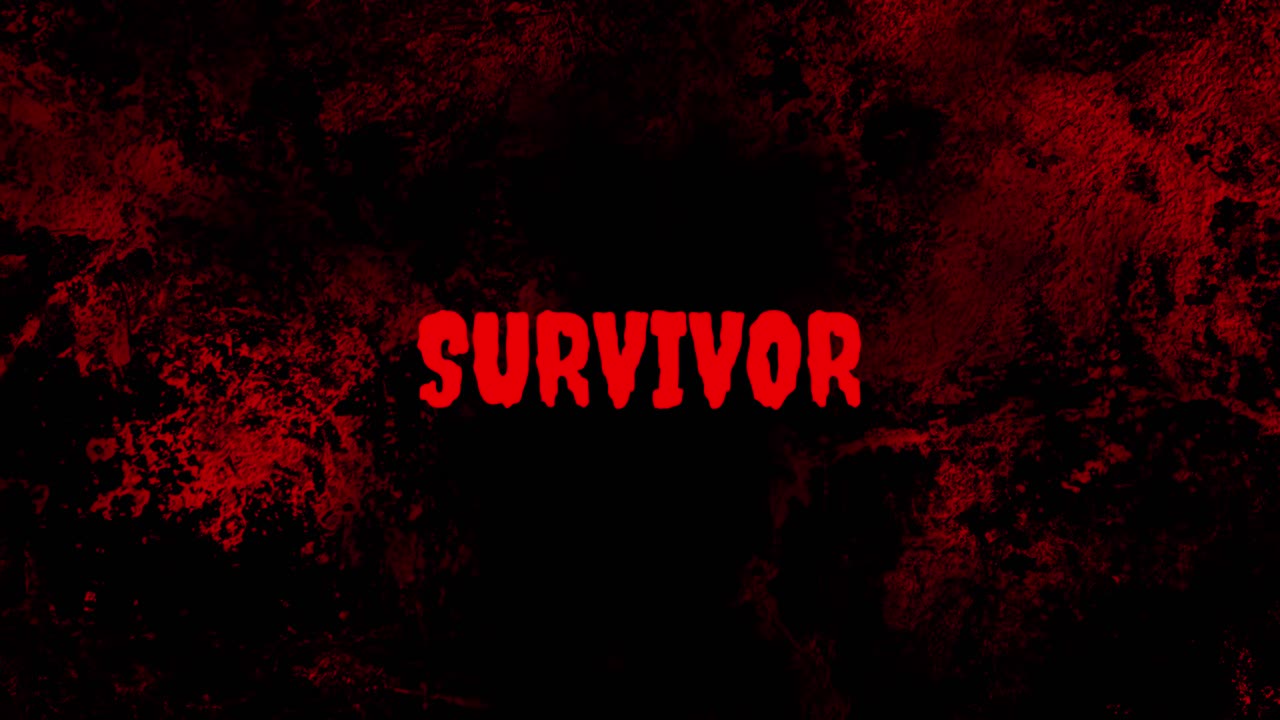 Red Survivor Text Flickering on Bloody Grunge Background
