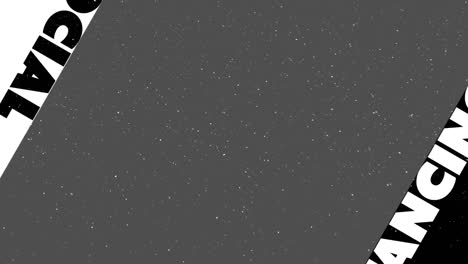 animation of snow falling over social distancing text on grey background