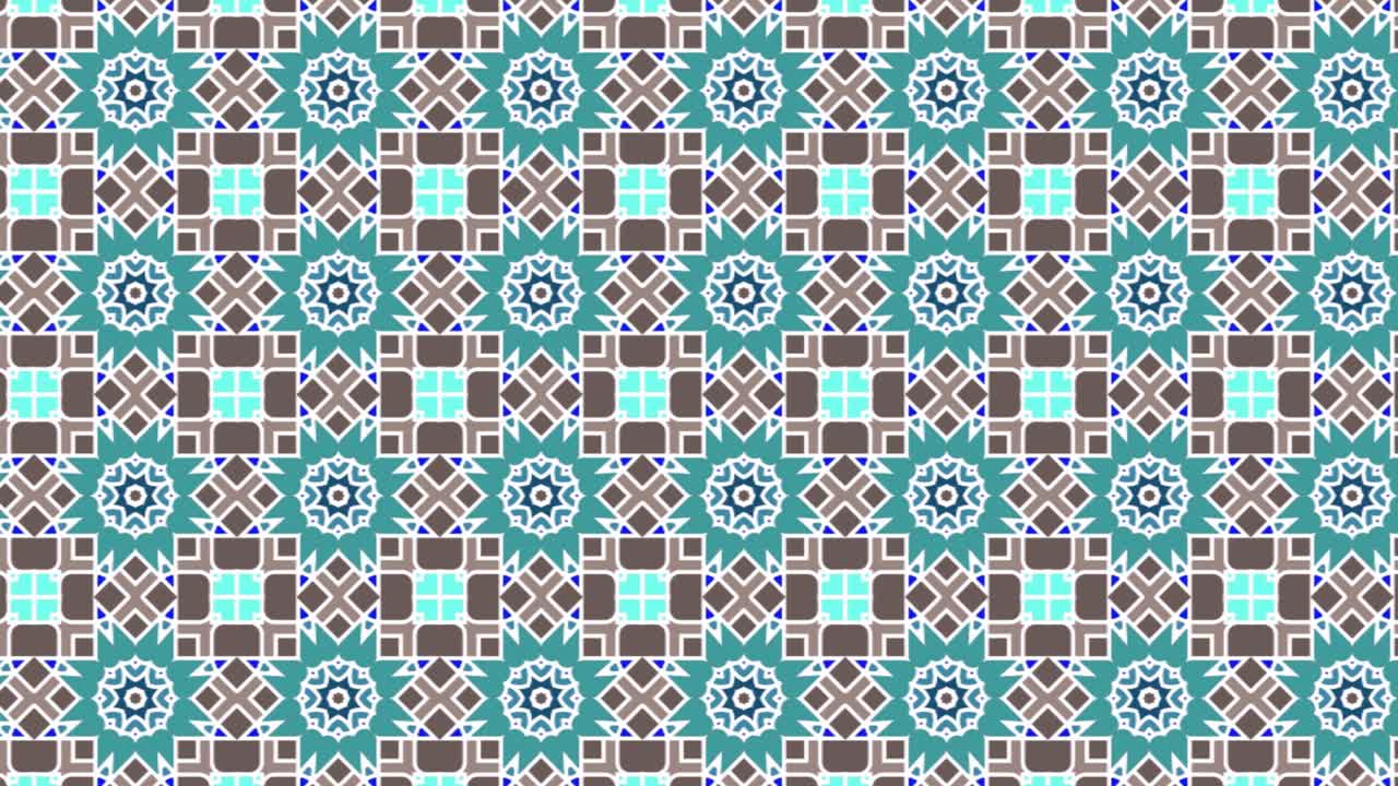 video de bucle de color azul claro y verde de patrones sin fisuras con mosaicos decorativos de retazos