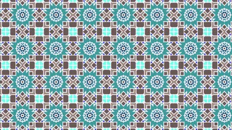 Video-De-Bucle-De-Color-Azul-Claro-Y-Verde-De-Patrones-Sin-Fisuras-Con-Mosaicos-Decorativos-De-Retazos