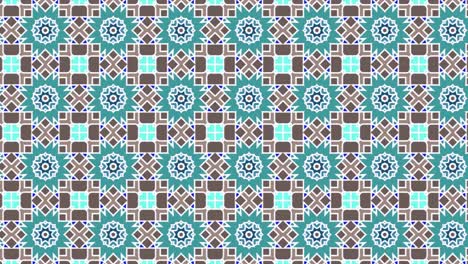 light blue and green colored loop video of seamless pattern with decorative patchwork tiles