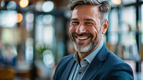 portrait of a smiling professional man with a beard