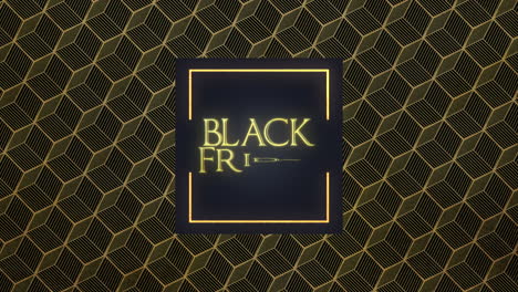 viernes negro en marco con patrón de cubos de oro retro 1