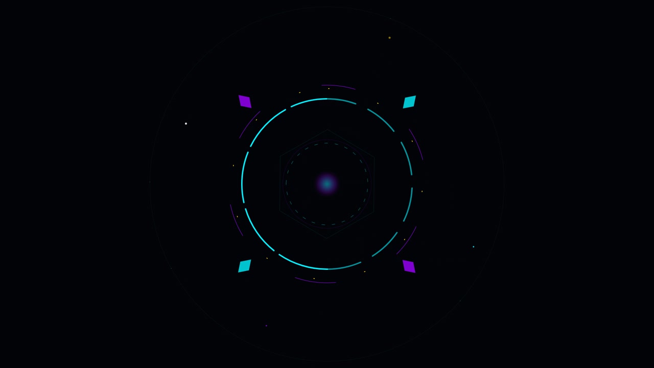Abstract Futuristic HUD Interface Rotating on Dark Background