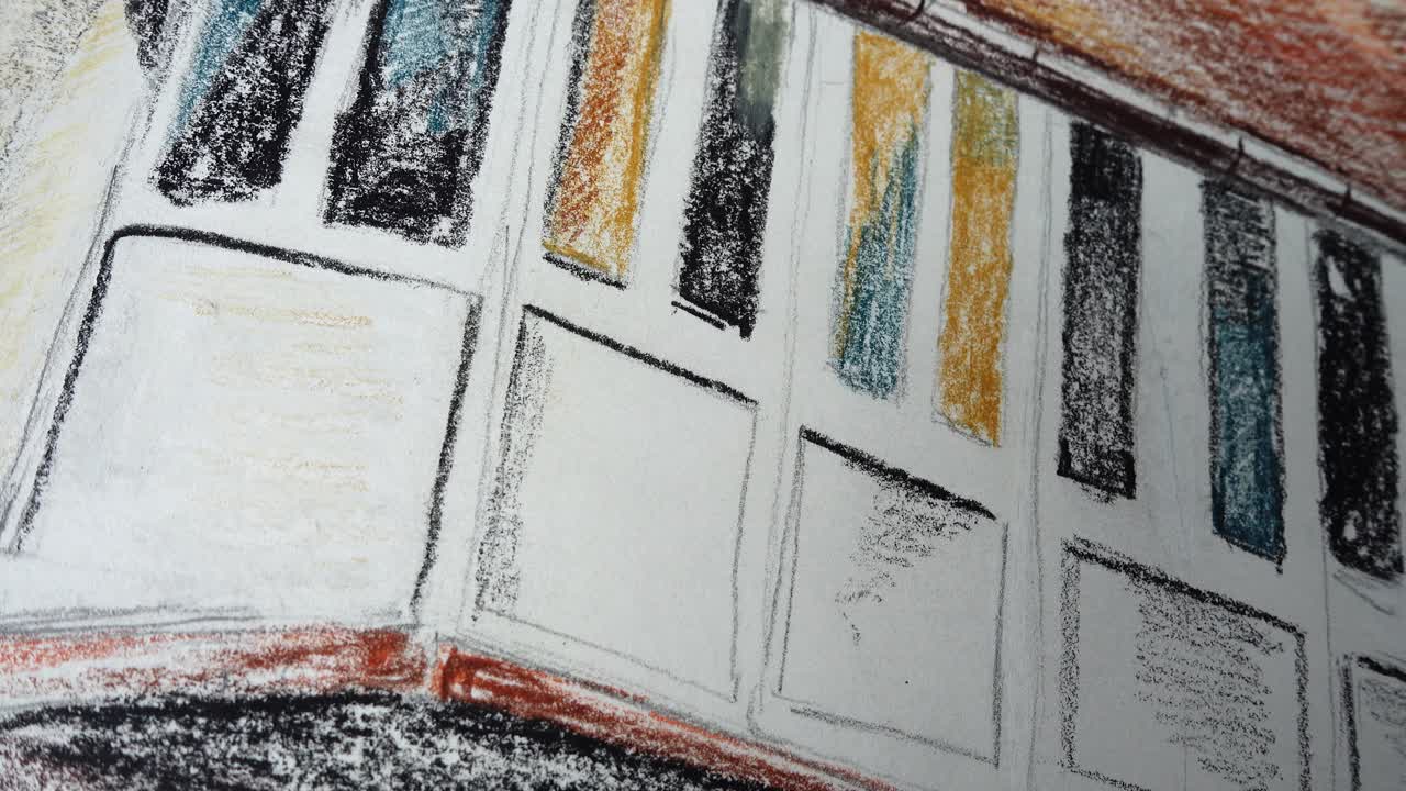 Dibujo de la casa. Grabación en movimiento
