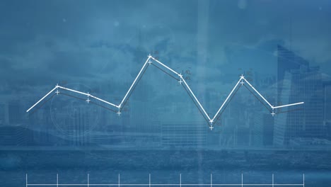 Animación-De-La-Red-De-Conexiones-Y-Procesamiento-De-Datos-Estadísticos-Frente-A-La-Vista-Del-Paisaje-Urbano