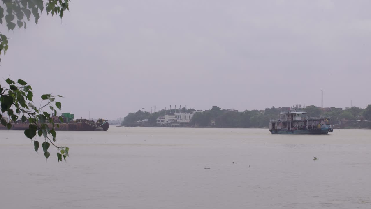 A ferry is sailing over the