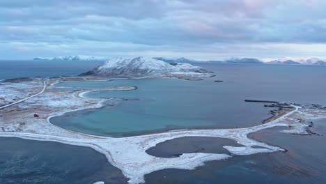 norwegian sea and the barents sea, aerial view of northern norway