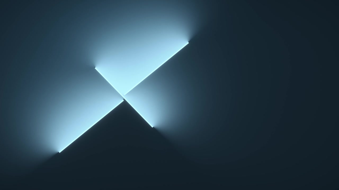 Abstract Animation of Glowing Blue Neon Lines Moving in Dark Space