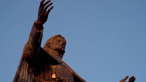 Close-up-of-popular-Cristo-Rei-statue-of-Jesus-Christ-in-capital-Dili,-Timor-Leste