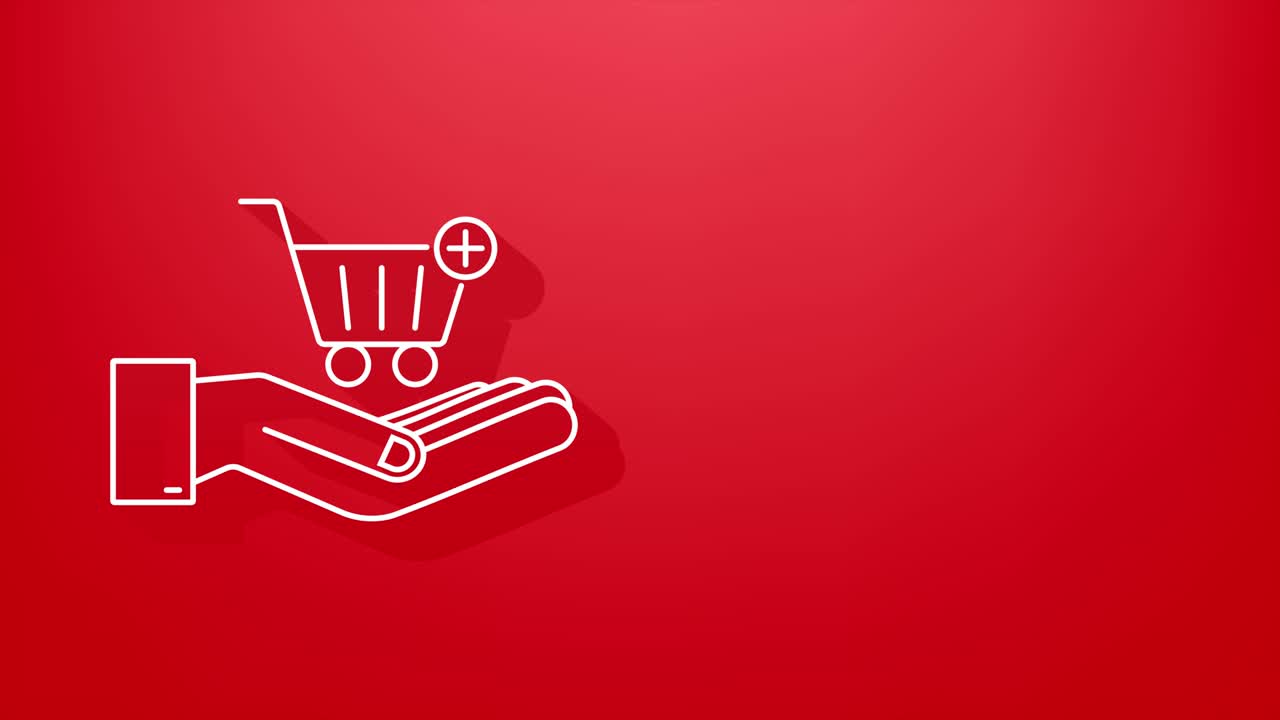 añadir al carrito el icono de la sombra con las manos. icono del carrito de compras. gráfico de movimiento