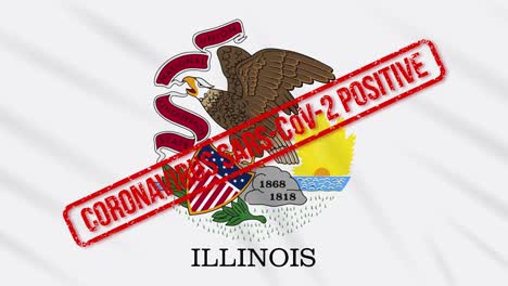 illinois us state swaying flag stamped with positive response to covid-19, loop
