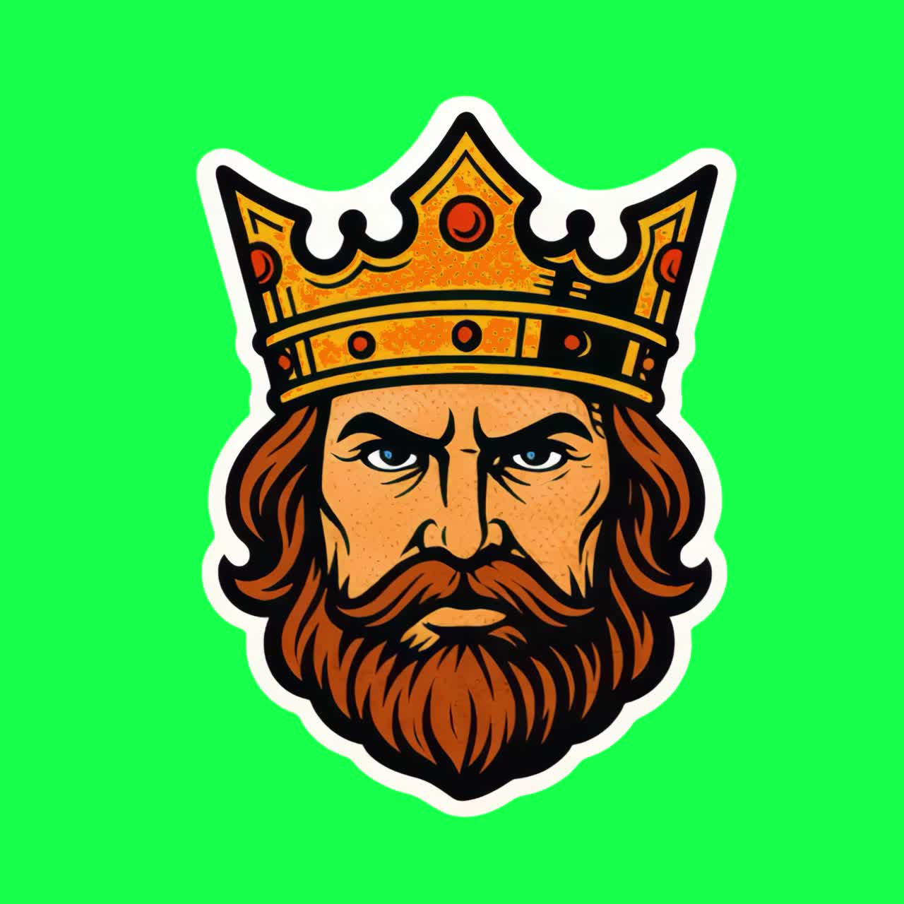 Regal king sticker illustration animation, transparent 4K video, green screen