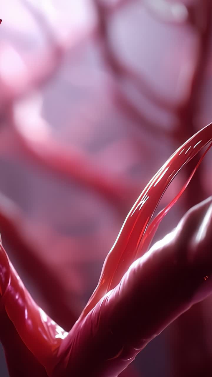 Vista Detallada Intrincada de Vasos Sanguíneos Resaltando la Estructura Compleja y el Color Intenso de los Elementos del Sistema Circulatorio Humano y su Naturaleza Interconectada