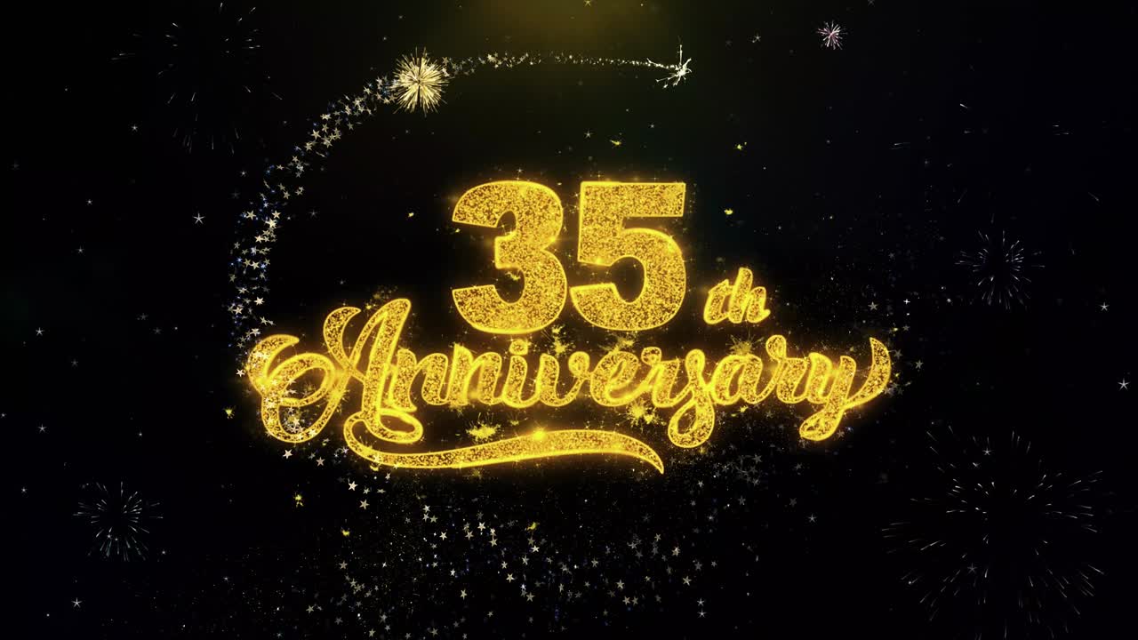 Celebrazione del 35° anniversario con fuochi d'artificio e design scintillante