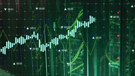 animación del procesamiento de datos a través de servidores informáticos