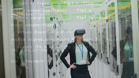 Woman-using-VR-headset-in-server-room