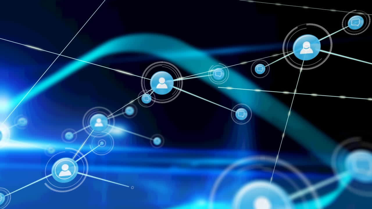 animación de la red de conexiones sobre fondo negro