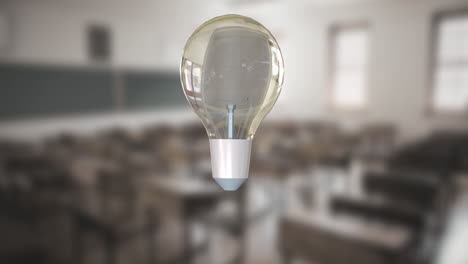 animation of light bulb over class room background