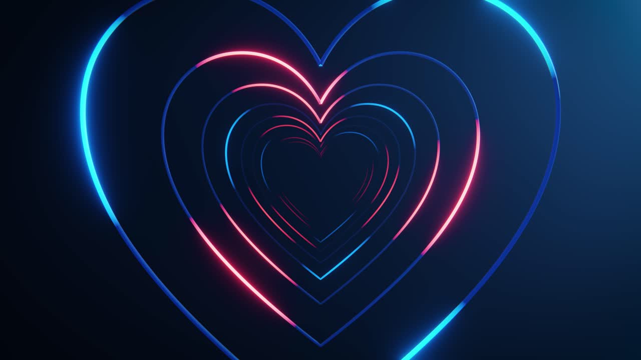 Sfondo Astratto con Tunnel a Cuore al Neon in Loop