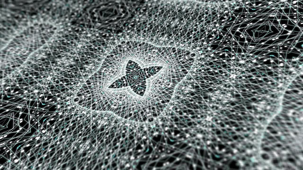 Multicolor floral lines grid in 4k animation concept. Kaleidoscopic background for yoga, meditation, fitness, clubs etc. Seamless loop abstract motion graphics of digital mandala fractal