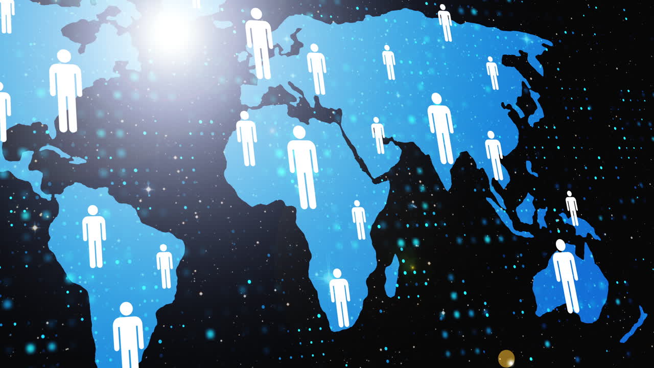 Global network of people on a world map