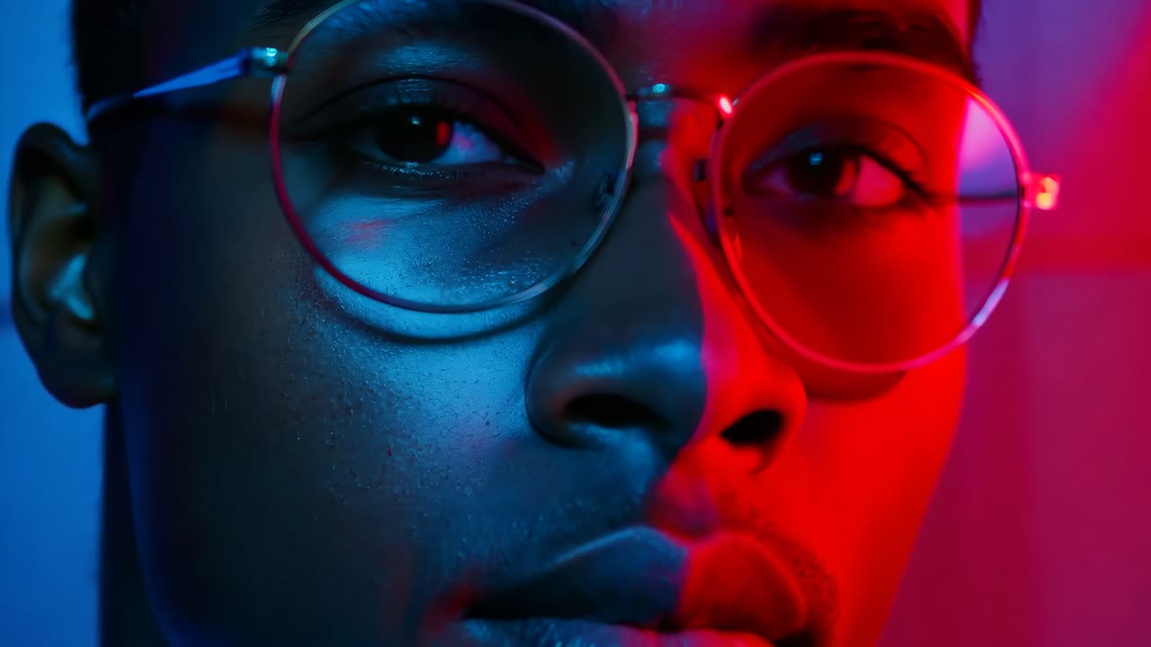 человек в очках в темной комнате