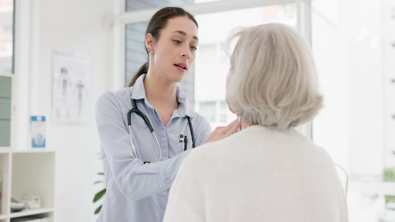 Woman, doctor and senior patient in checkup