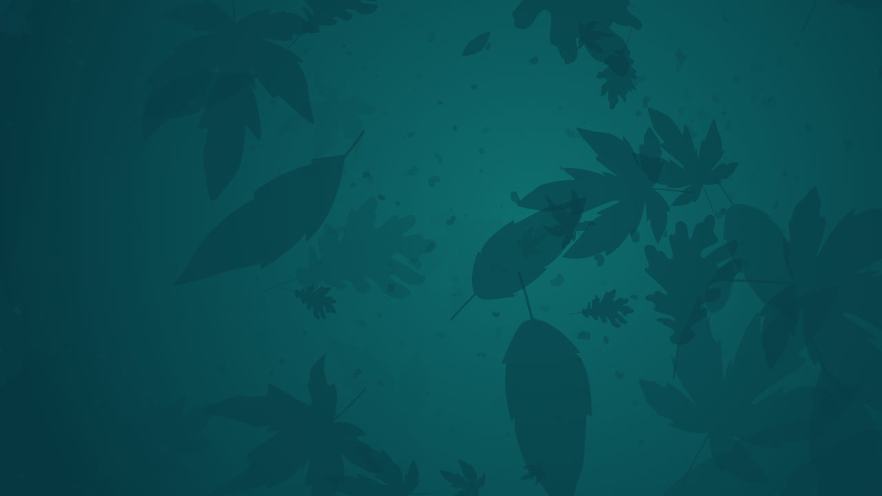 Looped grunge dark blue animation of autumn leaves. Watercolor abstract background autumn collection with maple and seasonal leaves.