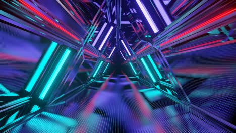 Seamless-triangle-VJ-neon-tunnel-animation,-3d-rendering