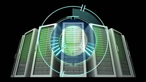 animación del escaneo del alcance sobre servidores de computadoras