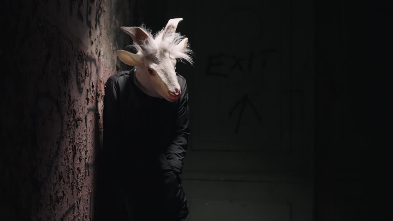 Goat Mask in a Dark Alley