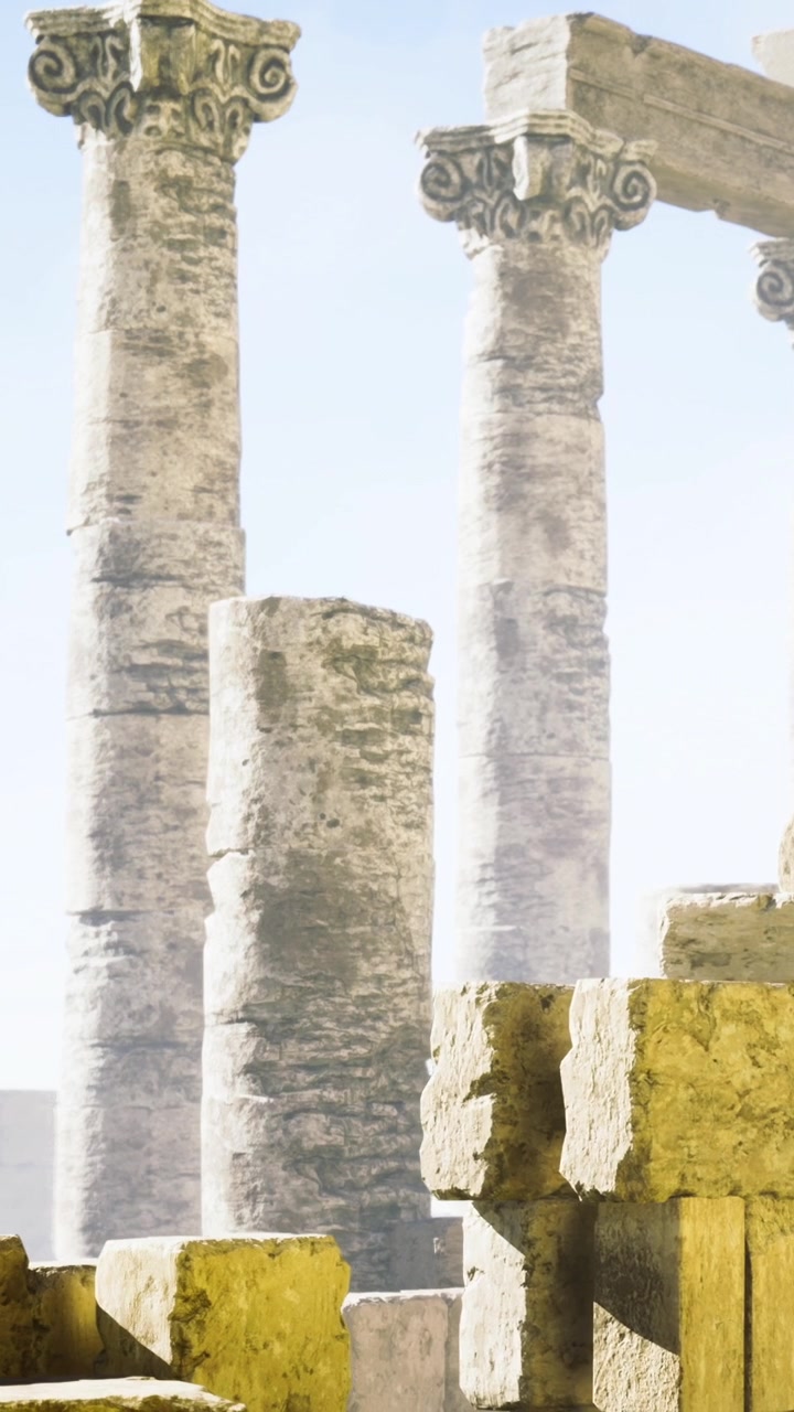 Esplorando antiche colonne in un sito storico in piena luce diurna