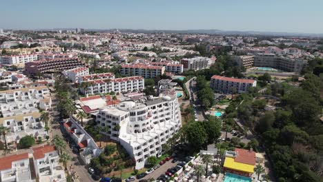 aerial view of albufeira city buildings in algarve, portugal